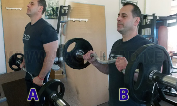 Cvik - Obrátený bicepsový zdvih  s SZ-tyčou v stoji
