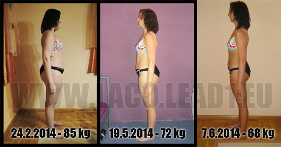 Janka Piatková - porovnanie: február 2014: 80 kg - jún 2014: 68 kg