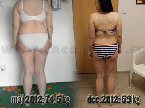 Ružka Lovičová - porovnanie: máj 2012: 74,5 kg - december 2012: 59 kg